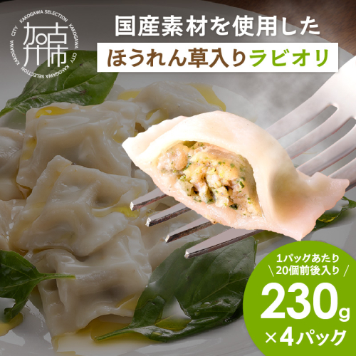 国産素材のほうれん草入りラビオリ(230g×4)《 ほうれん草 ラビオリ 生パスタ おかず 副菜 もちもち 一口サイズ 》【2400I15937】 2199265 - 兵庫県加古川市