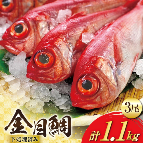 AJ436 金目鯛 特大サイズ (300～400g) 3尾 計1.1kg程度 ＜ 下処理済み ＞ [ 鯛 たい タイ キンメダイ キンメ 真空パック 個包装 煮付け 塩焼き 冷凍 焼き魚 株式会社珍味食品 長崎県 島原市 ] 2200125 - 長崎県島原市