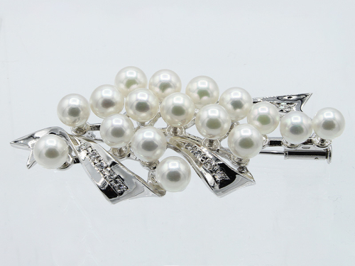 アコヤ真珠 パール ブローチ 5.5mm 17個付 SV925 (25106) 真珠 パール ジュエリー アクセサリー アコヤ真珠 ブローチ シルバー ダイヤモンド 山梨県 甲斐市 BR-95 2200706 - 山梨県甲斐市