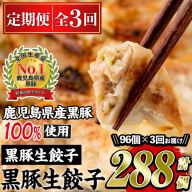 No.861t-A [定期便・全3回]鹿児島黒豚使用の黒豚餃子(合計288個・12個入り×8パック×3回) 国産 九州産 ぎょうざ 冷凍 黒豚 豚肉 お肉 おかず 定期便 頒布会[末永商店]