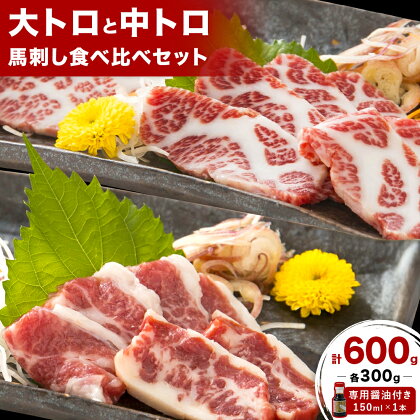 大トロ 中トロ 馬刺し 各300g 食べ比べ 計600g (専用醤油付き150ml×1本) 桜屋 《30日以内に出荷予定(土日祝除く)》 熊本県 長洲町 送料無料 肉 馬肉 馬さし 2202975 - 熊本県長洲町