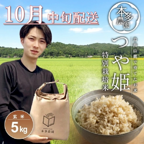 SB0736　10月中旬配送／令和7年産【玄米】特別栽培米 つや姫　5kg 農家直送 HO 2203016 - 山形県酒田市