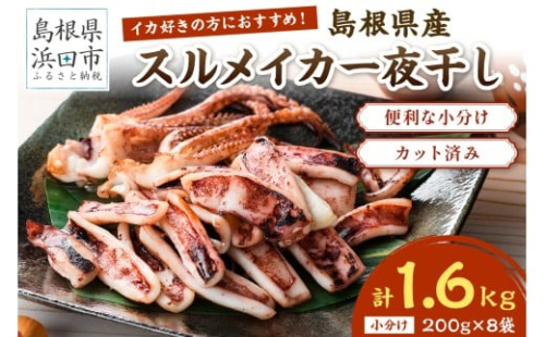 島根県産スルメイカ一夜干しカット済 計1.6kg（小分け200g×8袋） 産地直送　干物　一夜干し　イカ　人気　大容量　小分け　国産　冷凍ストック 【005_2060】 2209395 - 島根県浜田市