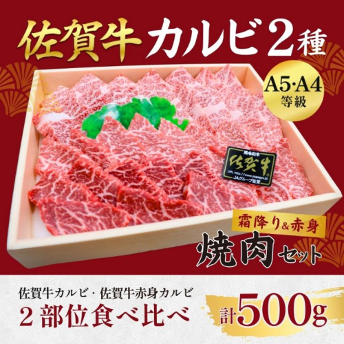 佐賀牛 カルビ 2種 焼肉用 500g 牛肉 黒毛和牛 赤身 カット済 バーベキュー 九州 佐賀県 佐賀市 佐賀丸美屋 焼肉屋：B320-013 2210611 - 佐賀県佐賀市