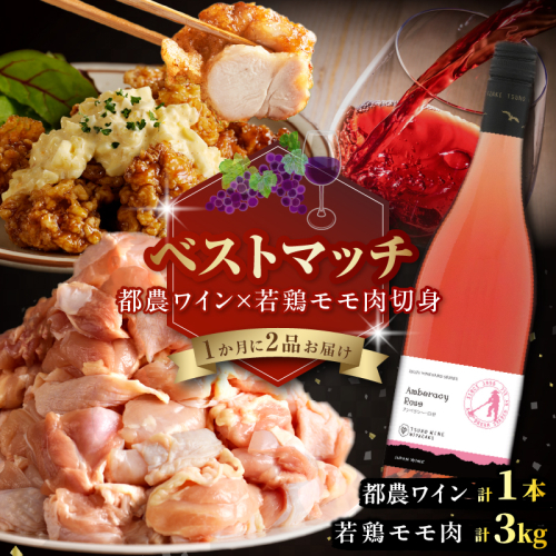 【期間・数量限定】＼ベストマッチ!!／都農ワイン&宮崎県産若鶏モモ肉切身 肉 鶏肉 酒 ワイン 国産_T999-027 2210753 - 宮崎県都農町