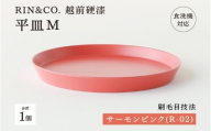 【選べるカラー！】【RIN&CO.】越前硬漆 平皿M / 刷毛目技法 軽く丈夫な漆塗りの器＜越前漆器＞ サーモンピンク（R-02）[C-03809a] /平皿 丸皿 プレート皿 ワンプレート 食器 取り皿 食洗機対応 おしゃれ ギフト 福井県鯖江市