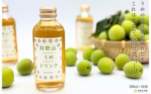 和歌山のうめドリンク 180ml × 24本  和歌山産 紀州の梅使用 無添加 ストレート 【みかんの会】 2211841 - 和歌山県有田川町