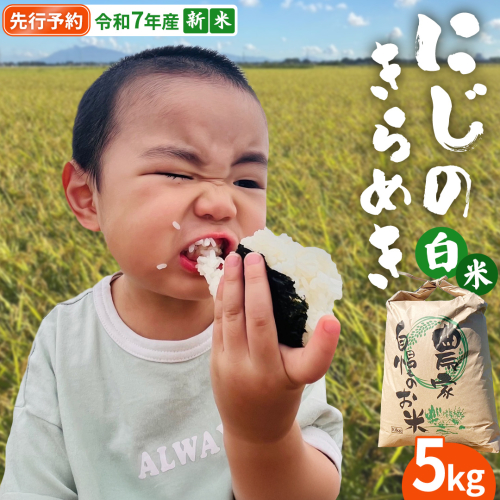 【 先行予約 】＜ 新米 ＞ 令和7年産 茨城県産 白米 にじのきらめき 5kg 【2025年9月下旬より発送開始】 国産 茨城産 茨城県産米 つくばみらい市 精米 お米 こめ おこめ ごはん ご飯 白飯 ゴハン 生活応援 ふるさと おすすめ ツヤツヤ もっちり ふっくら 甘み 柔らかい 大粒 粘り 美味しい おいしい おむすび お弁当 和食 お取り寄せ 防災 備蓄 [DD100-NT] 2212233 - 茨城県つくばみらい市