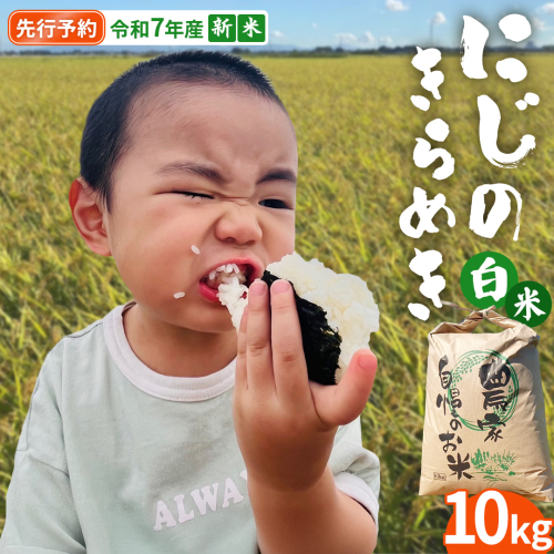 【 先行予約 】＜ 新米 ＞ 令和7年産 茨城県産 白米 にじのきらめき 10kg 【2025年9月下旬より発送開始】 国産 茨城産 茨城県産米 つくばみらい市 精米 お米 こめ おこめ ごはん ご飯 白飯 ゴハン 生活応援 ふるさと おすすめ ツヤツヤ もっちり ふっくら 甘み 柔らかい 大粒 粘り 美味しい おいしい おむすび お弁当 和食 お取り寄せ 防災 備蓄 [DD101-NT] 2212235 - 茨城県つくばみらい市