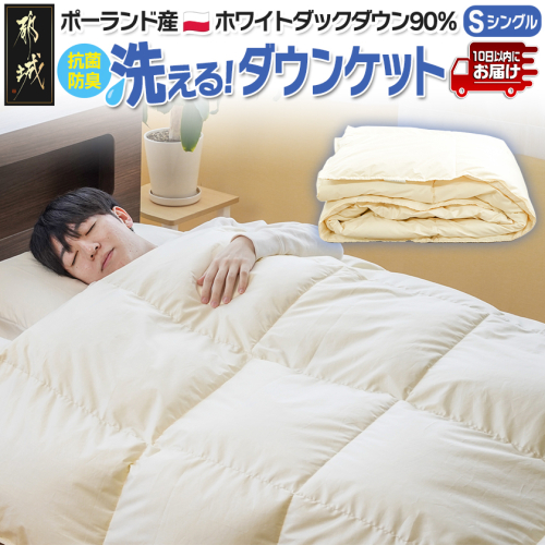 抗菌防臭加工洗えるダウンケット ポーランド産ホワイトダック90%【S】≪みやこんじょ特急便≫_AF-E105-Q 2213911 - 宮崎県都城市