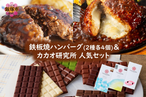 鉄板焼ハンバーグ(2種各4個)＆カカオ研究所 人気セット【B3-088】 2213926 - 福岡県飯塚市
