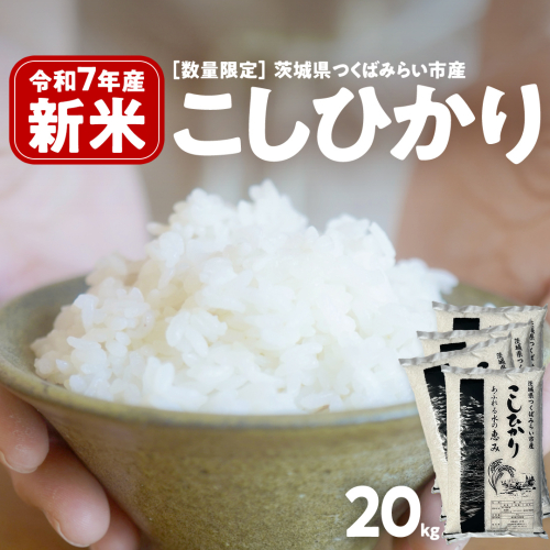 ＼ 新米先行予約 ／ コシヒカリ 20kg 令和7年産精米 【 数量限定 】茨城県つくばみらい市産 米 コメ 単一米 52000 茨城県産 国産 発送 コスパ こしひかり 2214448 - 茨城県つくばみらい市