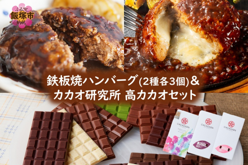 鉄板焼ハンバーグ(2種各3個)＆カカオ研究所 高カカオセット【B-204】 2214739 - 福岡県飯塚市