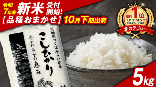 ＼ 新米先行予約 ／【10月下期出荷】品種おまかせ 5kg 茨城県つくばみらい市産 精米 こしひかり コシヒカリ あきたこまち ひとめぼれ ふくまる ゆめひたち ミルキークイーン にじのきらめき 米 コメ こめ 単一米 限定 茨城県産 国産 美味しい お米 おこめ おコメ [CL147-NT] 2216917 - 茨城県つくばみらい市