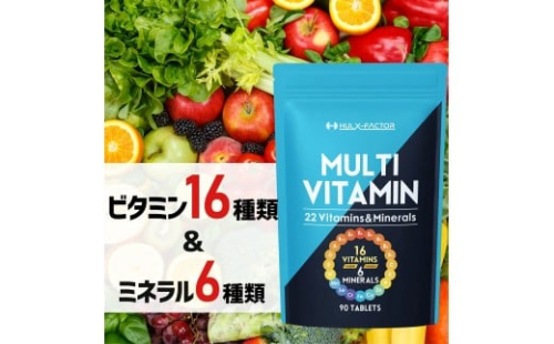 ハルクファクター マルチビタミン＆ミネラル 90粒 サプリ ビタミン 16種 ミネラル 6種類 亜鉛 マカ 乳酸菌 配合◇ 2217458 - 静岡県静岡市