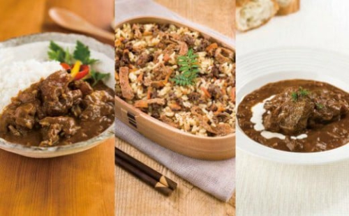 ★７日以内発送！発送月も選べる！厳選素材・保存料・化学調味料・食品添加物不使用！「山形村短角牛レトルト3点セット」国産 牛 ビーフシチュー ごはんの素 炊き込みご飯 すじ肉 ごろごろ カレー 簡単 調理 便利 湯煎 長期保管 2年 2217775 - 岩手県久慈市