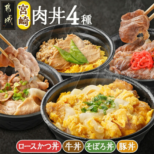 宮崎肉丼4種≪ロースかつ丼・牛丼・そぼろ丼・豚丼≫_MJ-F712 2218518 - 宮崎県都城市