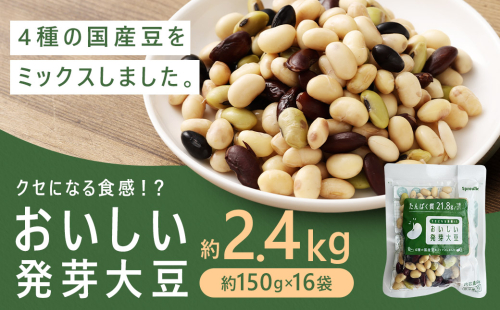 おいしい発芽大豆 約2.4kg （約150g×16袋） 発芽大豆 大豆 豆 国産豆 野菜 4種類ミックス レトルト 冷蔵 2218547 - 熊本県益城町