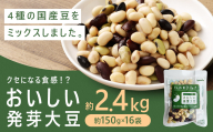 おいしい発芽大豆 約2.4kg （約150g×16袋） 発芽大豆 大豆 豆 国産豆 野菜 4種類ミックス レトルト 冷蔵