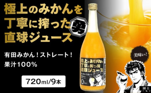 極上のみかんを丁寧に搾った直球ジュース 720ml 9本 みかんジュース 勇希農園 2218776 - 和歌山県有田川町