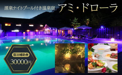 源泉 ナイトプール 付き温泉宿 アミ・ドローラ 宿泊 補助券 30000円 旅行 観光 ホテル 宿泊クーポン 宿泊チケット 静岡 静岡県 2219252 - 静岡県河津町