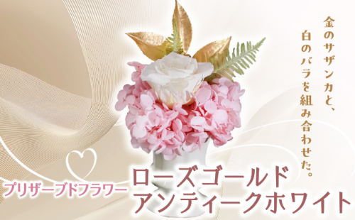 プリザーブドフラワー ギフト ローズゴールドアンティークホワイト 【花 フラワー 天然 国産 ギフト プレゼント 記念日 お祝い プチギフト 贈り物 お花 水かえ不要 枯れない プリザーブドフラワー】 2219498 - 兵庫県芦屋市