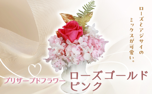 プリザーブドフラワー ギフト ローズゴールドピンク 【花 フラワー 天然 国産 ギフト プレゼント 記念日 お祝い プチギフト 贈り物 お花 水かえ不要 枯れない プリザーブドフラワー】 2219499 - 兵庫県芦屋市