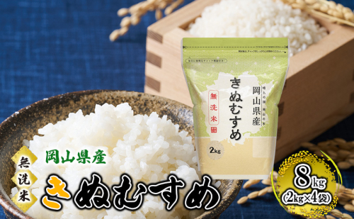 無洗米 岡山県産 きぬむすめ 8kg（2kg×4袋）【配達不可：北海道・沖縄・離島】】 米 お米 岡山 2220764 - 岡山県高梁市