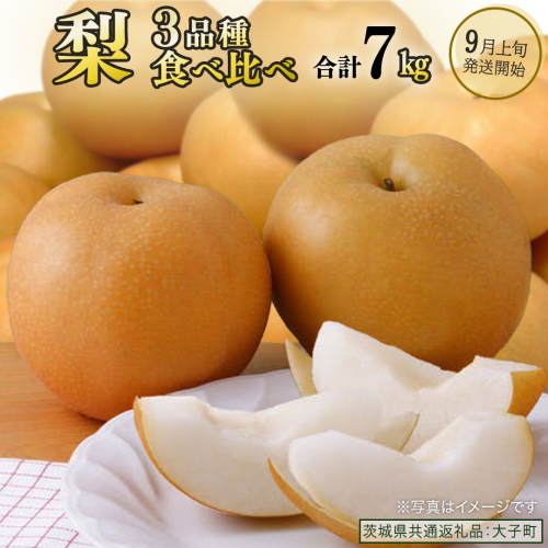 【食べ比べ】 梨 3品種 合計 約7kg 【2026年9月上旬発送開始】(茨城県共通返礼品：大子町) なし 果物 くだもの フルーツ おまかせ 旬 2225950 - 茨城県牛久市