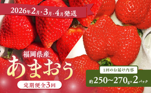 あまおう 定期便 3回 【定期便】あまおう2パック×3回(2月、3月、4月発送) イチゴ 苺 いちご 果物 福岡県産 ※配送不可:離島 2226687 - 福岡県大刀洗町