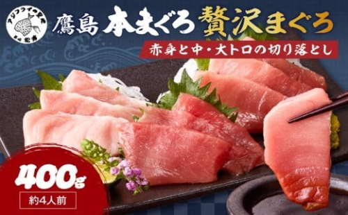鷹島産本まぐろ 贅沢まぐろ たっぷり2人前(赤身と中・大トロの切り落とし200g)×2パック( まぐろ マグロ 鮪 大トロ 中トロ 赤身 本まぐろ 切り落とし 簡単解凍 )【B3-092】 2226970 - 長崎県松浦市