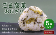 【2025年9月発送】ごま高菜おにぎり（5個入り） 110g×5個 冷凍 お握り おむすび 手作り 贈答品