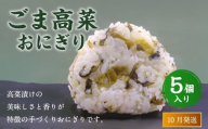 【2025年10月発送】ごま高菜おにぎり（5個入り） 110g×5個 冷凍 お握り おむすび 手作り 贈答品