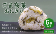 【2025年11月発送】ごま高菜おにぎり（5個入り） 110g×5個 冷凍 お握り おむすび 手作り 贈答品