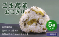 【2025年12月発送】ごま高菜おにぎり（5個入り） 110g×5個 冷凍 お握り おむすび 手作り 贈答品