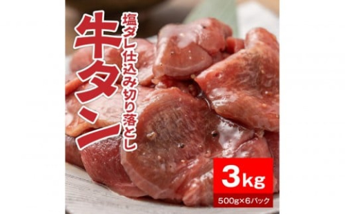 牛タン塩ダレ仕込み切り落とし3kg（500g×6パック）【配送不可：離島】 2229244 - 静岡県静岡市