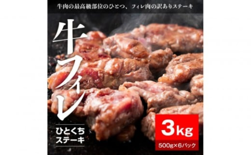 牛ヒレタレ漬けひとくちステーキ3kg（500g×6パック）【配送不可：離島】 2229247 - 静岡県静岡市