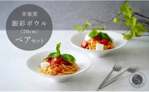 有田焼 銀彩ボウル 20cm ペア セット【 幸楽窯 / YUIKA Lab 】食器 器 うつわ 和モダン ボウル パスタ皿 深皿 和洋兼用 25000円 A25-594 2229587 - 佐賀県有田町
