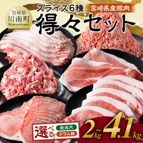 ※発送時期・グラム数が選べる※宮崎県産豚肉　6種得々セット2kg～4.1kg 【 肉 豚肉 生姜焼き とんかつ ハンバーグ 】 2230101 - 宮崎県川南町