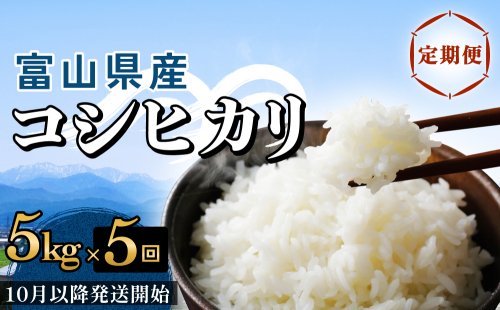 【5回定期便】富山県産 コシヒカリ 5kg ＜2025年10月以降発送開始＞ 富山県 氷見市 米 コシヒカリ 定期便 2230260 - 富山県氷見市