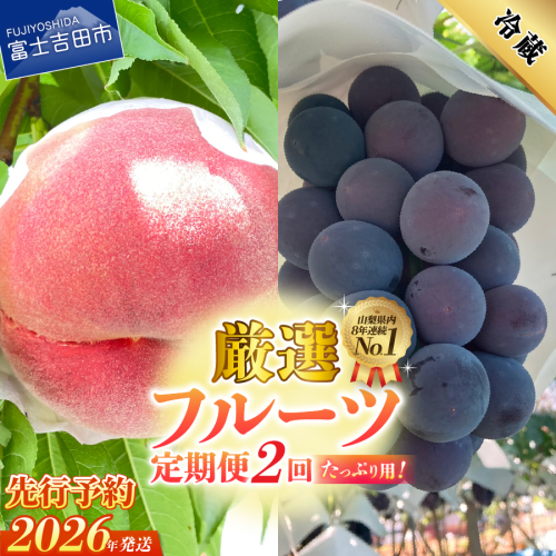 【2026年発送 先行予約】【2回定期便】厳選 旬のフルーツ定期便（桃2kg・黒ぶどう1kg以上） 2231704 - 山梨県富士吉田市