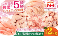【全5回定期便】桜姫 バラエティ定期便 【東日本フード株式会社】[AXBM129] 冷凍 国産 国内産 鶏肉 鶏肉 鶏 とり肉 もも肉 むね肉 手羽 トリ ささみ セット 毎月 5カ月 連続 北海道