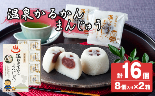 K-593-B 温泉かるかんまんじゅう1箱8個入り(計16個) 【財宝】 霧島市 和菓子 個包装 ギフト かるかん 饅頭 まんじゅう お菓子 九州 銘菓 お土産 あんこ スイーツ おみやげ 贈り物 こし餡 温泉水使用 鹿児島県 2231884 - 鹿児島県霧島市