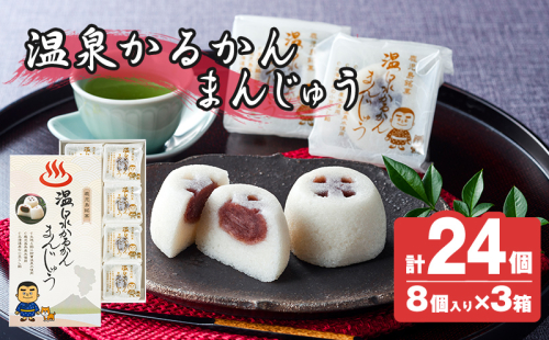 K-593-C 温泉かるかんまんじゅう1箱8個入り(計24個) 【財宝】 霧島市 和菓子 個包装 ギフト かるかん 饅頭 まんじゅう お菓子 九州 銘菓 お土産 あんこ スイーツ おみやげ 贈り物 こし餡 温泉水使用 鹿児島県 2231886 - 鹿児島県霧島市