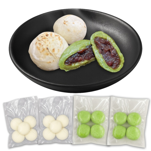 【手作りつきたて急速冷凍】佐賀県産もち米100% 自慢の杵つき丸白餅40g×5個入×2P＋粒あん入りよもぎ餅40g×4個入×2P セット（冷凍）：A085-051 2231890 - 佐賀県佐賀市