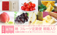 [先行予約]暁 フルーツ 定期便 全7回 さくらんぼ 佐藤錦 紅秀峰 すいか スイカ もも 白桃 ぶどう ブラックシャインマスカット ラ・フランス りんご サンふじ 特秀 桐箱 ギフト 果物 2026年産春始まり 山形県産 mm-ft7ak-a