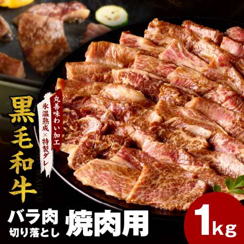 黒毛和牛 バラ 焼肉用 1kg【切り落とし 小分け 500g×2P 氷温熟成×特製ダレ 味付け 焼くだけ 簡単調理 BBQ 牛肉】 mrz0186 2232189 - 大阪府泉佐野市