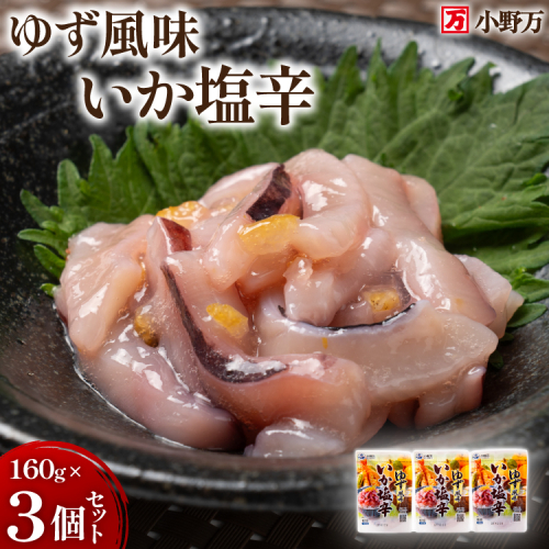 いか塩辛 ゆず風味 160g×3個 セット 計480g [小野万 宮城県 気仙沼市 20565643] 魚 魚介類 いか イカ 塩辛 イカ塩辛 ゆず 酒の肴 おつまみ ご飯のお供 珍味 2233394 - 宮城県気仙沼市