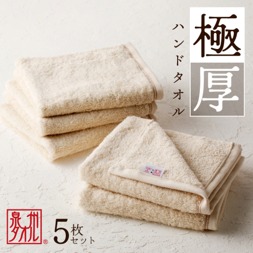 極厚ハンドタオル 5枚 生成色【泉州タオル 国産 吸水 普段使い シンプル 日用品 家族 ファミリー】 005A728 2236007 - 大阪府泉佐野市
