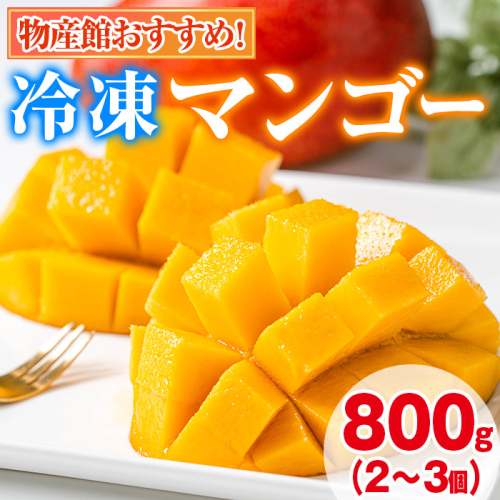 【0105933a】物産館おススメ！東串良町産 丸ごと冷凍マンゴー(計800g・2-3個入り) 果物 フルーツ 果実 デザート 国産 冷凍 ご家庭用 【東串良物産館ルピノンの里】 2236316 - 鹿児島県東串良町